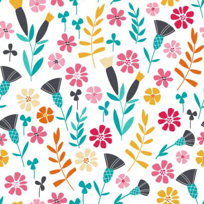 Papier peint à motif  Seamless, clair, scandinave, floral, modèle