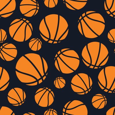 Papier peint à motif  Seamless dark blue and orange basketball balls pattern vector