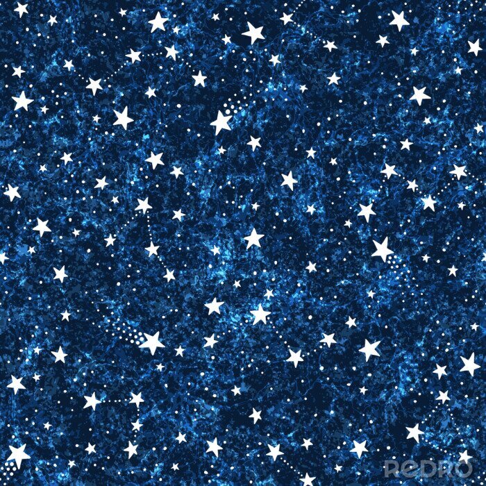 Papier peint à motif  Seamless dark blue textured pattern with constellations and stars