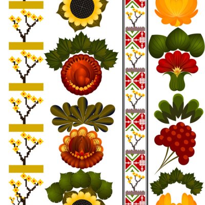 Papier peint à motif  Seamless floral avec des éléments de la peinture Petrikov