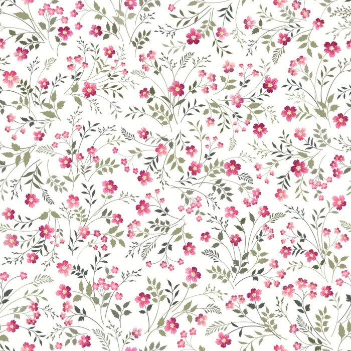 Papier peint à motif  Seamless, floral, modèle, blanc, fond
