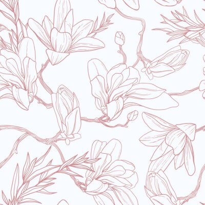 Papier peint à motif  Seamless floral pattern with magnolia.