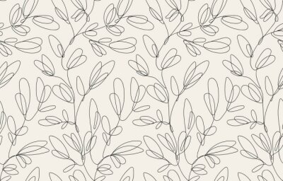 Papier peint  Seamless floral pattern with one line flowers. Vector hand drawn illustration.