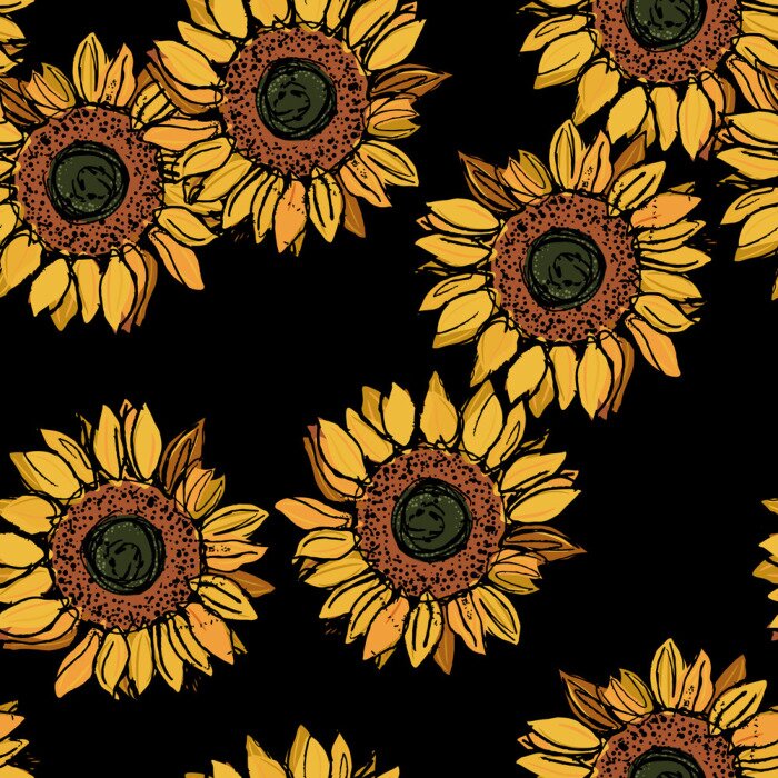Papier peint à motif  Seamless floral pattern with sunflower blossom.	
