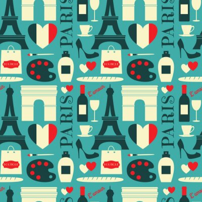 Papier peint à motif  Seamless fond de Paris