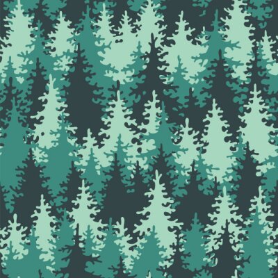 Papier peint à motif  Seamless forêt de conifères du modèle