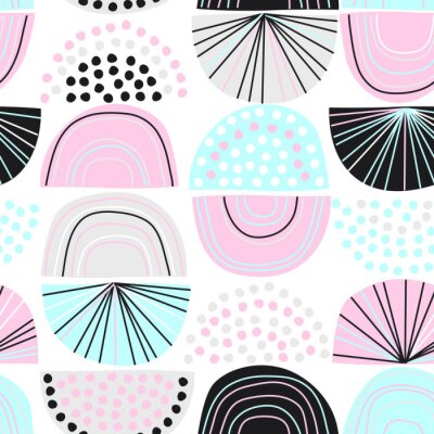 Papier peint à motif  Seamless geometric pattern in modern abstract style. Nordic pastel background. Vector illustration for print, design, fabric.
