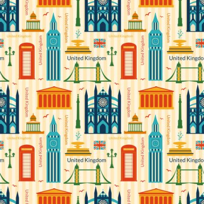 Papier peint à motif  Seamless lieux du Royaume-Uni