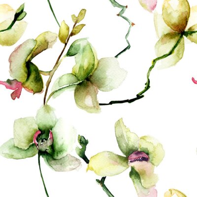Papier peint à motif  Seamless, modèle, beau, orchidée