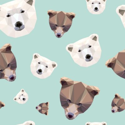 Papier peint à motif  Seamless, modèle, blanc, brun, ours