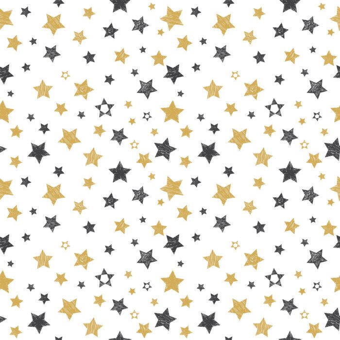 Papier peint à motif  Seamless, modèle, main, dessiné, étoiles Élégant, fond