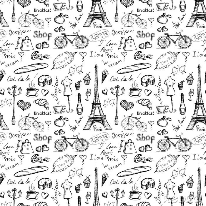 Papier peint à motif  Seamless, modèle, Paris, Symboles