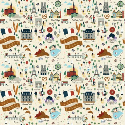 Papier peint à motif  Seamless, modèle, voyage, france