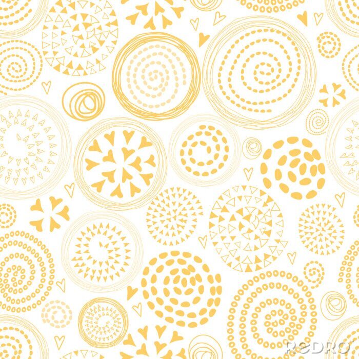 Papier peint à motif  Seamless motif abstrait ensoleillée avec de jolis éléments circulaires jaunes