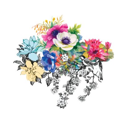 Seamless motif de fleurs à l'aquarelle, papier, textile, tissu, papier d'emballage, papier peint, vecteur