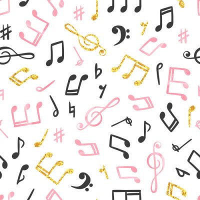 Seamless music notes pattern. Musical background.