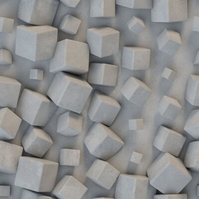 Papier peint à motif  Seamless pattern concrete cubes 3D rendering