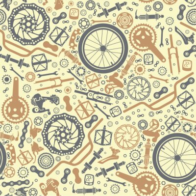 Papier peint à motif  Seamless pattern of bicycle parts. Vector image.