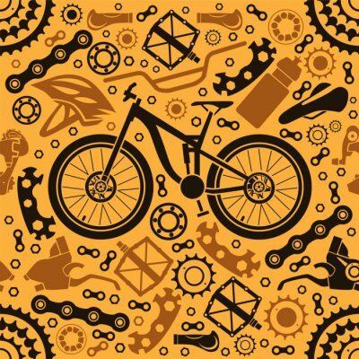 Papier peint à motif  Seamless pattern of bicycle parts. Vector image.