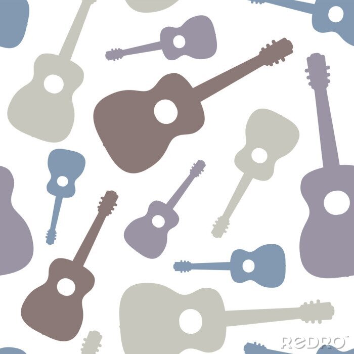 Papier peint à motif  Seamless pattern of guitars on white