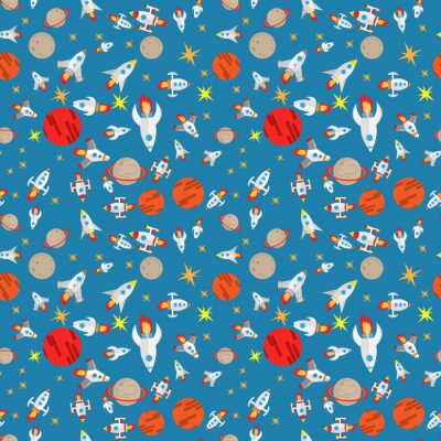 Papier peint à motif  seamless pattern of space ships 3 14.02.2018