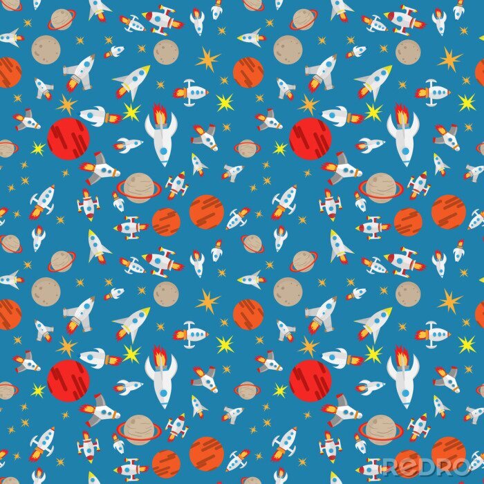 Papier peint à motif  seamless pattern of space ships 3 14.02.2018