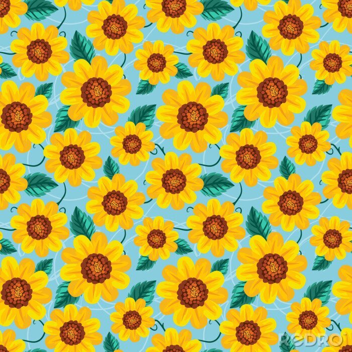 Papier peint à motif  Seamless pattern sunflower