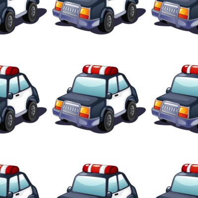 Papier peint à motif  Seamless pattern tile cartoon with police car