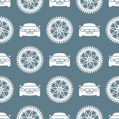 Papier peint à motif  Seamless pattern with cars and wheels.