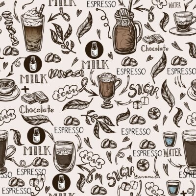 Papier peint à motif  Seamless pattern with coffee cups. Vector.
