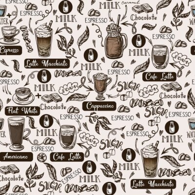 Papier peint à motif  Seamless pattern with coffee cups. Vector.