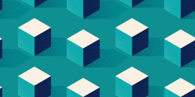 Papier peint à motif  Seamless pattern with cube or box shape on green background in modern dotted texture style