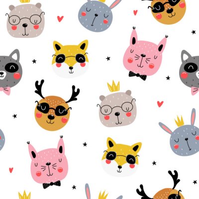 Papier peint à motif  Seamless pattern with funny animals