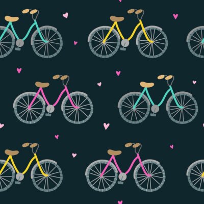 Papier peint à motif  Seamless pattern with funny bicycles. Vector background with bikes