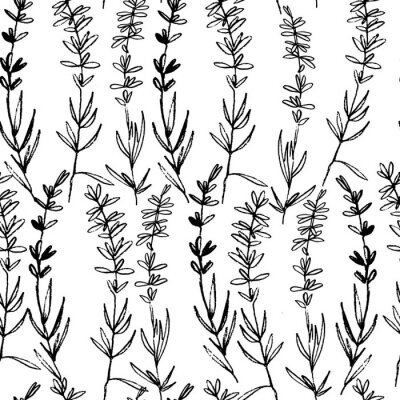 Papier peint à motif  Seamless pattern with hand drawn lavender plants for surface design and other design projects