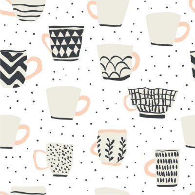 Papier peint à motif  seamless pattern with scandinavian style cups