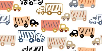Papier peint à motif  seamless pattern with toy trucks, kids pattern