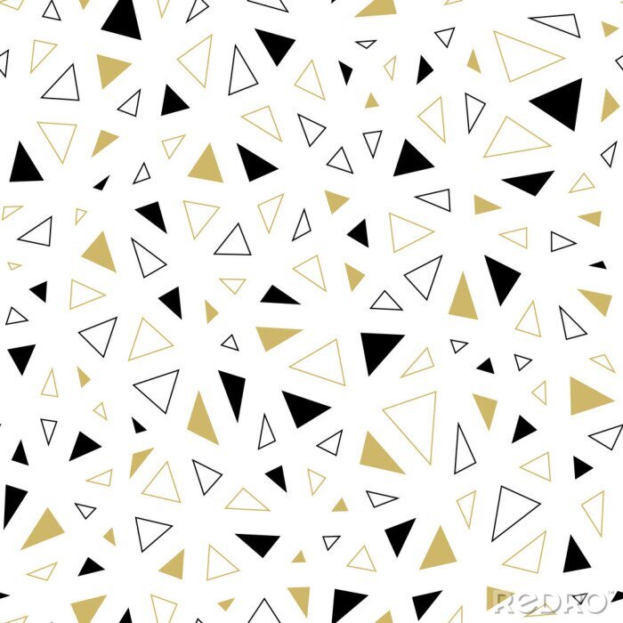 Papier peint à motif  Seamless, résumé, vecteur, modèle, noir, or, triangles