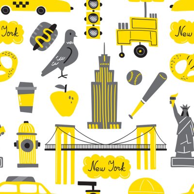 Papier peint à motif  Seamless vector pattern with New York city symbols
