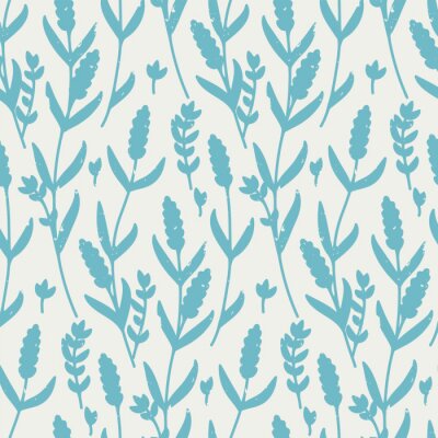 Papier peint à motif  seamless vector retro pattern with contour lavender in blue