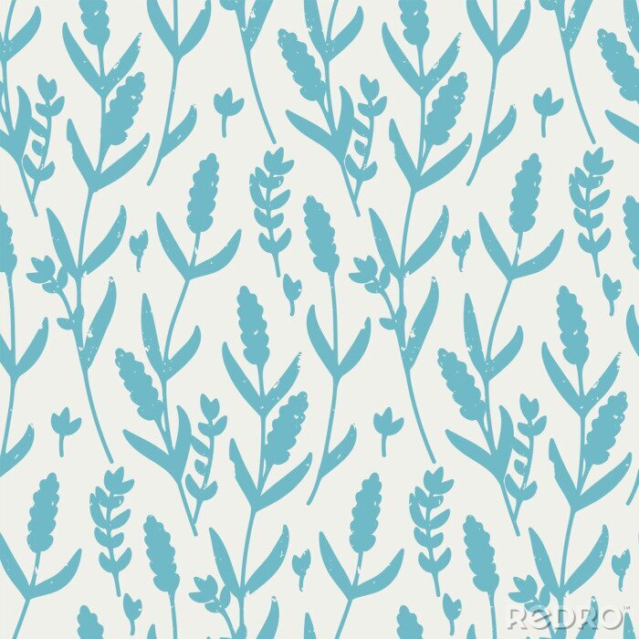 Papier peint à motif  seamless vector retro pattern with contour lavender in blue