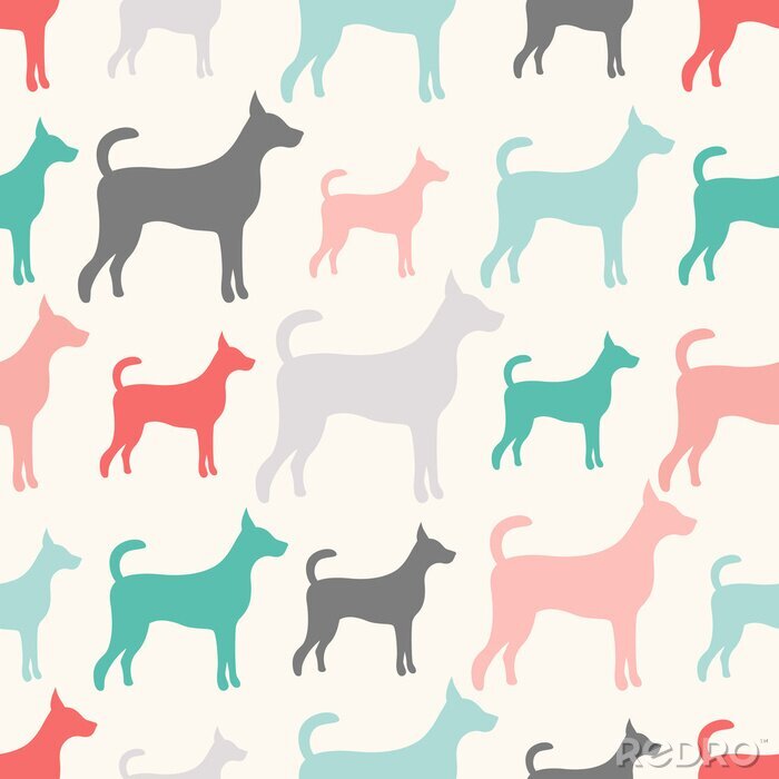 Papier peint à motif  Silhouettes colorées de chiens