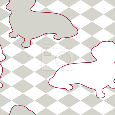 Papier peint à motif  Silhouettes de chiens sur fond triangulaire