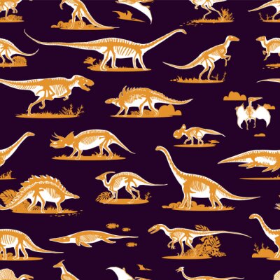 Papier peint à motif  Silhouettes de dinosaures
