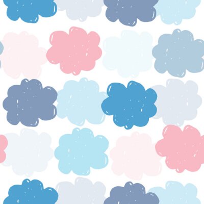Papier peint à motif  Simple colored clouds seamless pattern. Weather background. Rain backdrop. Texture for wallpaper, background, scrapbook. Vector illustration