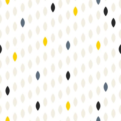 Simple goutte à goutte motif gris et jaune forme sans couture. Vecteur, géométrique, rang, fond Modèle Polkadot. Ornement scandinave pointillé.