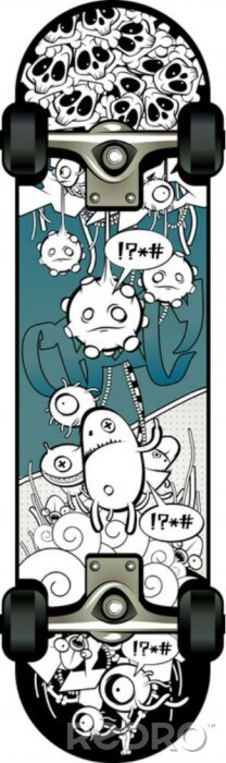 Papier peint à motif  Skateboard avec graffiti