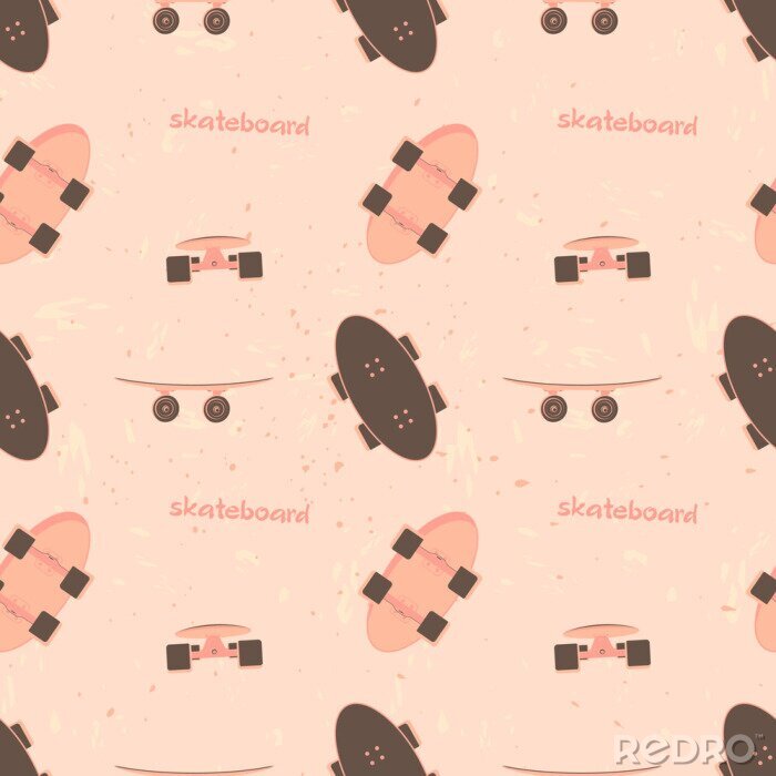 Papier peint à motif  Skateboards pastel
