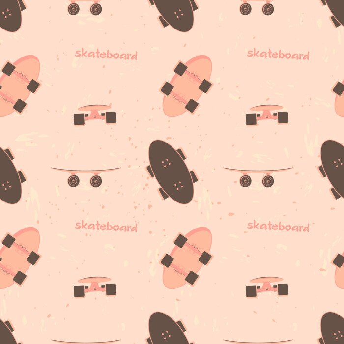 Papier peint à motif  Skateboards pastel