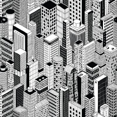 Papier peint à motif  Skyscraper City Seamless Pattern - moyen